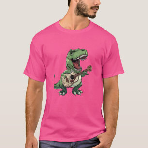 T-shirt Drôle T-Rex Dinosaur Jouer Guitare Rocking T-Rex