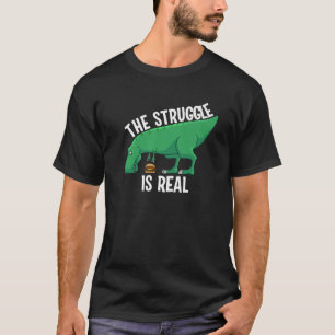 T-shirt Drôle T-rex Hamburger Cadeau Cool La Lutte Est Re