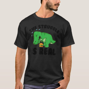 T-shirt Drôle T-rex Hamburger Cadeau Cool La Lutte Est Re