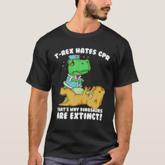 T-shirt Drôle T rex Hates CPR Cadeau Hommes Femmes Cool Di