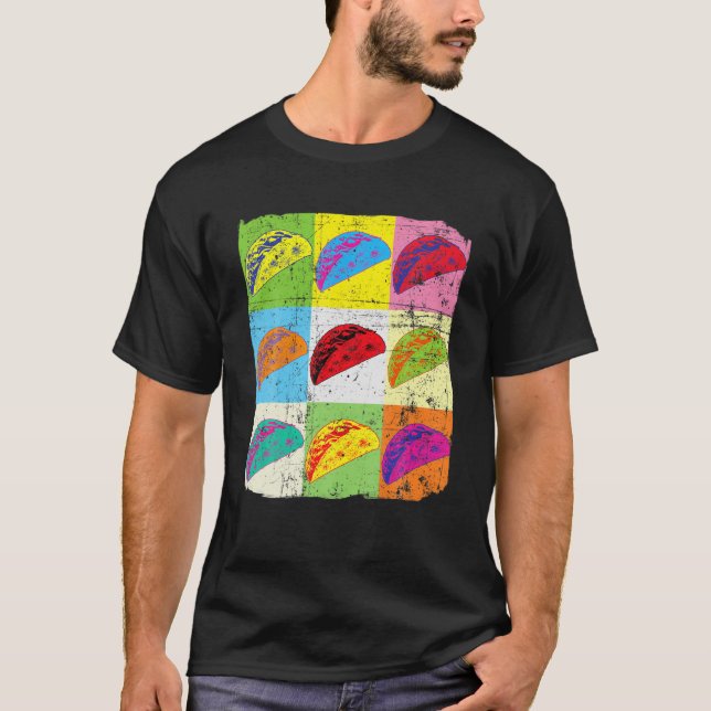 T-shirt Drôle Taco T, Pop Art Taco, Taco Lover (Devant)