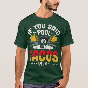 T-shirt Drôle Tacos Pool Lover Billard Lecteur Mexicain Fo