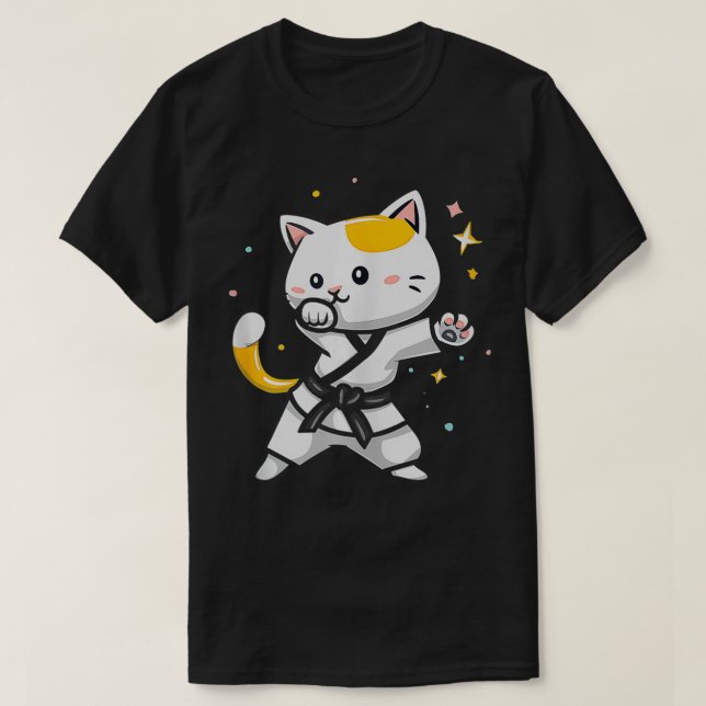 T-shirt Drôle Taekwondo Joueuse de chats Femmes Hommes Enf (Design devant)