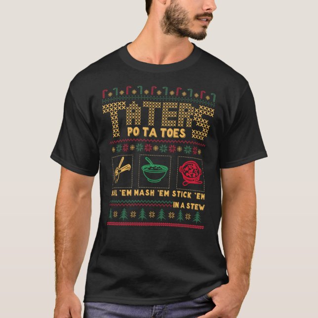T-shirt Drôle Taters de Noël Pommes de terre Vilain Noël (Devant)