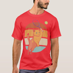 T-shirt Drôle Tennis Racket Chat Jouer Tennis