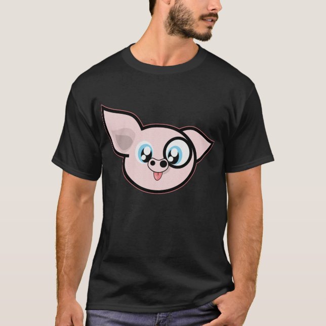 T-shirt Drôle tête de porc rose (Devant)