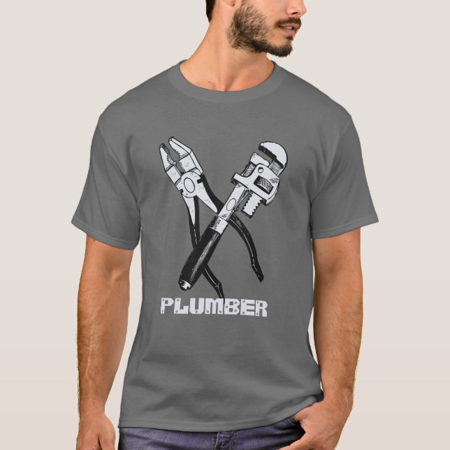 T-shirt Drôle, texte personnalisé chemises PLUMBER (Devant)