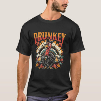 T-shirt Drôle Thanksgiving Bière Hommes Drunkey Turk