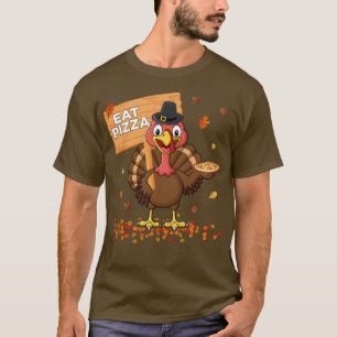 T-shirt Drôle Thanksgiving Turquie Mange Pizza