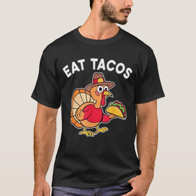 T-shirt Drôle Thanksgiving Turquie Mange Tacos Mexicains M (Devant)