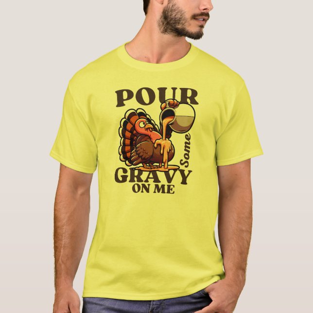 T-shirt Drôle Thanksgiving Turquie Pauvre Un Peu Gravé Sur (Devant)