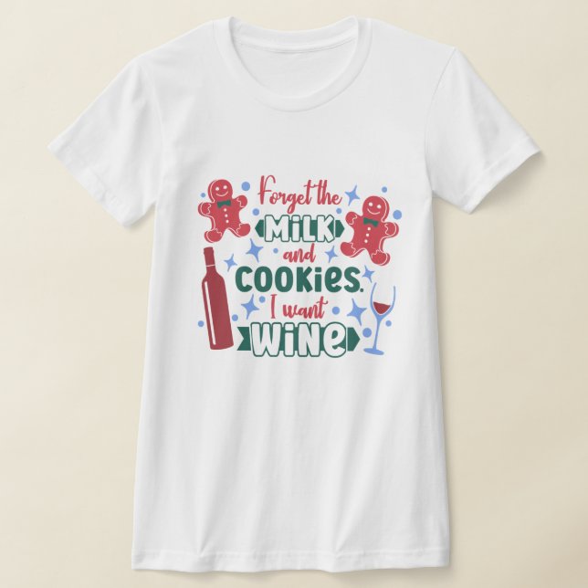 T-shirt Drôle thé vin, Noël Père Noël Lait et cookies (Poser)