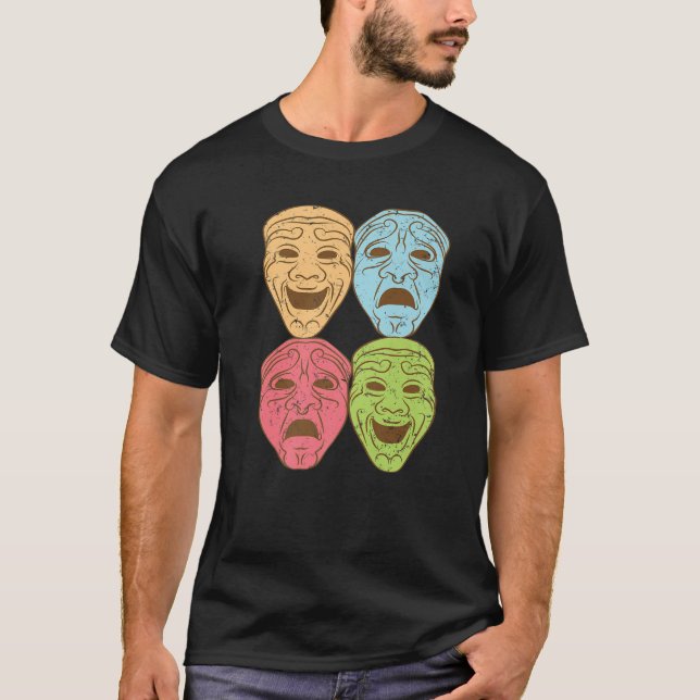 T-shirt Drôle Théâtre Design Hommes Femmes Théâtre Masques (Devant)