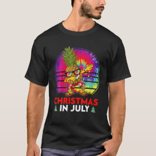 T-shirt Drôle Tie Dye Dabbing Ananas Noël En Juillet