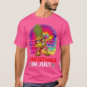 T-shirt Drôle Tie Dye Dabbing Ananas Noël En Juillet