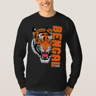 T-shirt Drôle Tigre Bengale Ouvre La Bouche De Croissance 