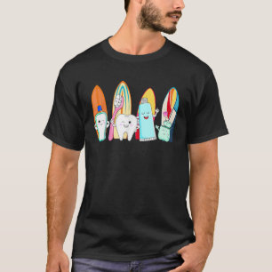 T-shirt Drôle Tooth Surf Surf Plage Summer Dental Hyg