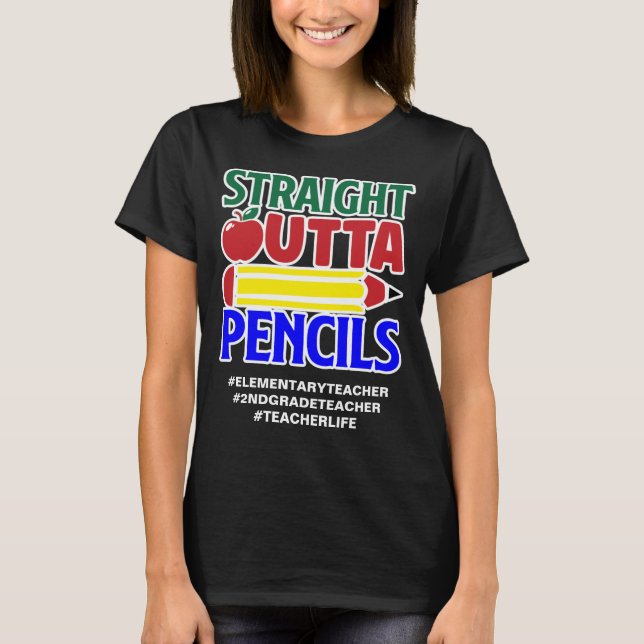 T-shirt Drôle tout droit sorti des crayons Ajouter des has (Devant)