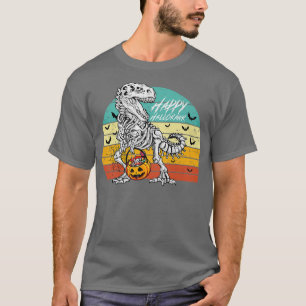 T-shirt Drôle TRe Halloween Happy Hallorawr Dinosaur Pumpk