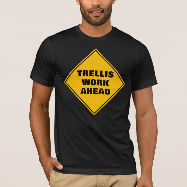 T-shirt Drôle trellis jaune travailler avant la prudence p (Devant)