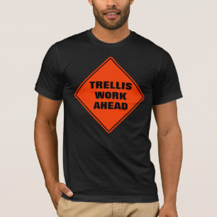 T-shirt Drôle trellis orange travailler avant la prudence