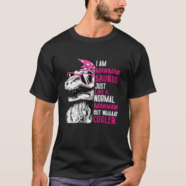 T-shirt Drôle TRex Mawmawsaurus Cool Dinosaure Rose Mama B (Devant)