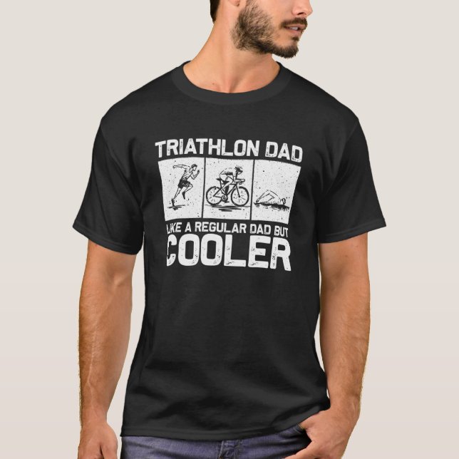 T-shirt Drôle Triathlon Design Pour Hommes Papa Swim Vélo  (Devant)