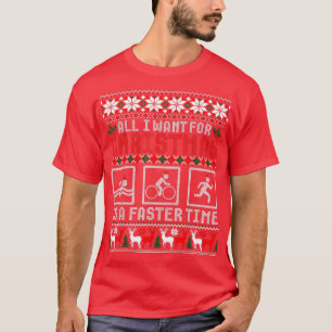 T-shirt Drôle Triathlon Douille de Noël moche pour Triatho