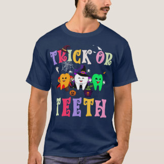 T-shirt Drôle Trick Ou Dents Dental Halloween Dentiste