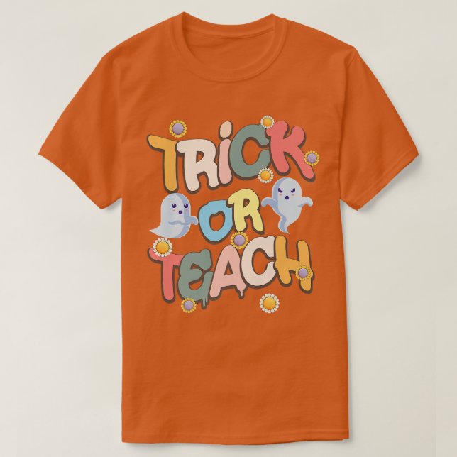T-shirt Drôle Trick ou Enseignant Costume d'Halloween Pré (Design devant)