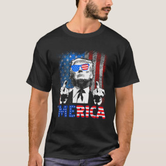 T-shirt Drôle Trump 4 Juillet Merica Drapeau Américain Lun