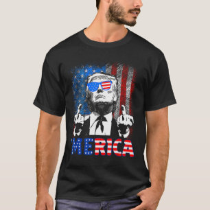 T-shirt Drôle Trump 4 juillet Merica Drapeau Américain Lun
