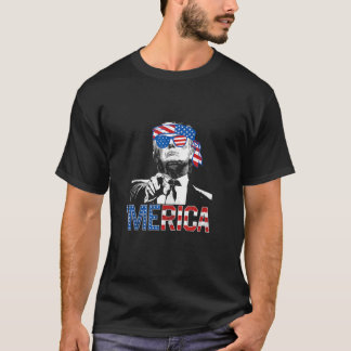 T-shirt Drôle Trump 4 juillet Merica Drapeau américain Sun