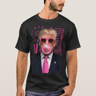 T-shirt Drôle Trump Bubble Gum Rose Usa Drapeau