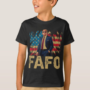 T-shirt Drôle Trump Fafo, Y2k Fafo Trump American Flag Vin