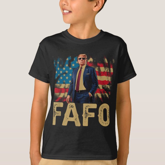 T-shirt Drôle Trump Fafo, Y2k Fafo Trump American Flag Vin (Devant)
