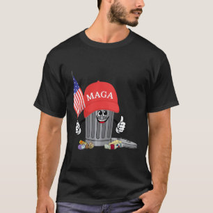 T-shirt Drôle Trump Mega Cartoon Poubelle Drapeau Américai