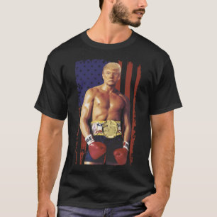 T-shirt Drôle Trump Rocky Boxer Meme Boxer Us Flag Patrio