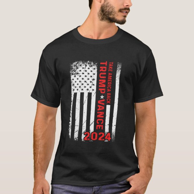 T-shirt drôle Trump vance 2024 vp drapeau américain Electi (Devant)