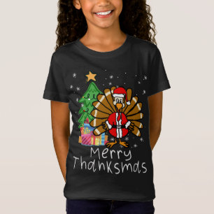 T-Shirt Drôle Turquie Père Noël Joyeux Thanksmas Noël 
