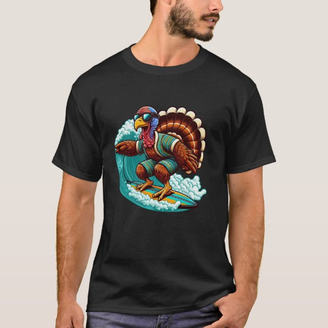 T-shirt Drôle Turquie Surfer Thanksgiving Surfing Womens M (Devant)