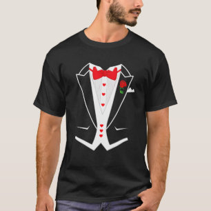 T-shirt Drôle Tuxedo Avec Red Bowtie Hearts Valentines Da