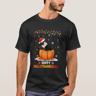 T-shirt Drôle Tuxedo Chat sur Citrouille Hallothanksmas Ha
