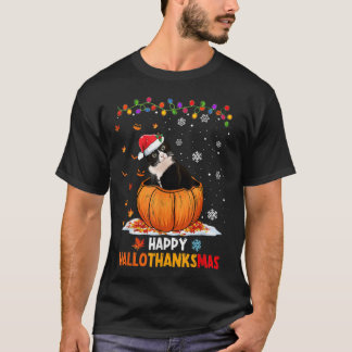 T-shirt Drôle Tuxedo Chat sur Citrouille Hallothanksmas Ha