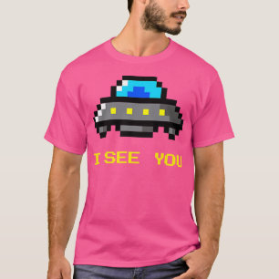 T-shirt Drôle Ufo Je Vous Vois (Style Art 8 Bits)