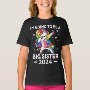 T-shirt Drôle Unicorne Je vais être une grande soeur 24