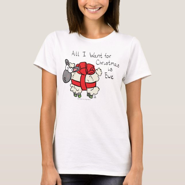 T-shirt Drôle Vacances Mignonne Mouton de Noël Carton (Devant)