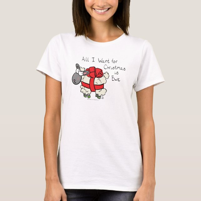 T-shirt Drôle Vacances Mignonne Mouton de Noël Carton (Devant)