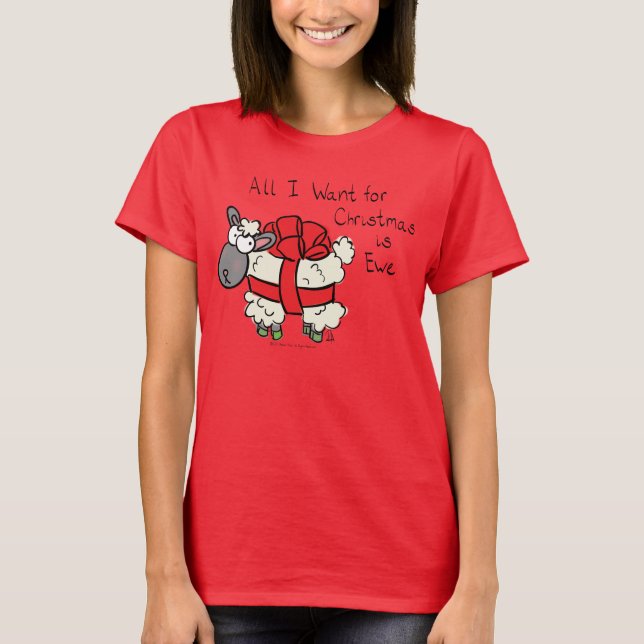 T-shirt Drôle Vacances Mignonne Mouton de Noël Carton (Devant)