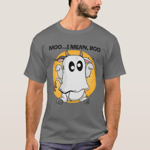 T-shirt Drôle Vache fantôme Moo Je veux dire Boo Halloween
